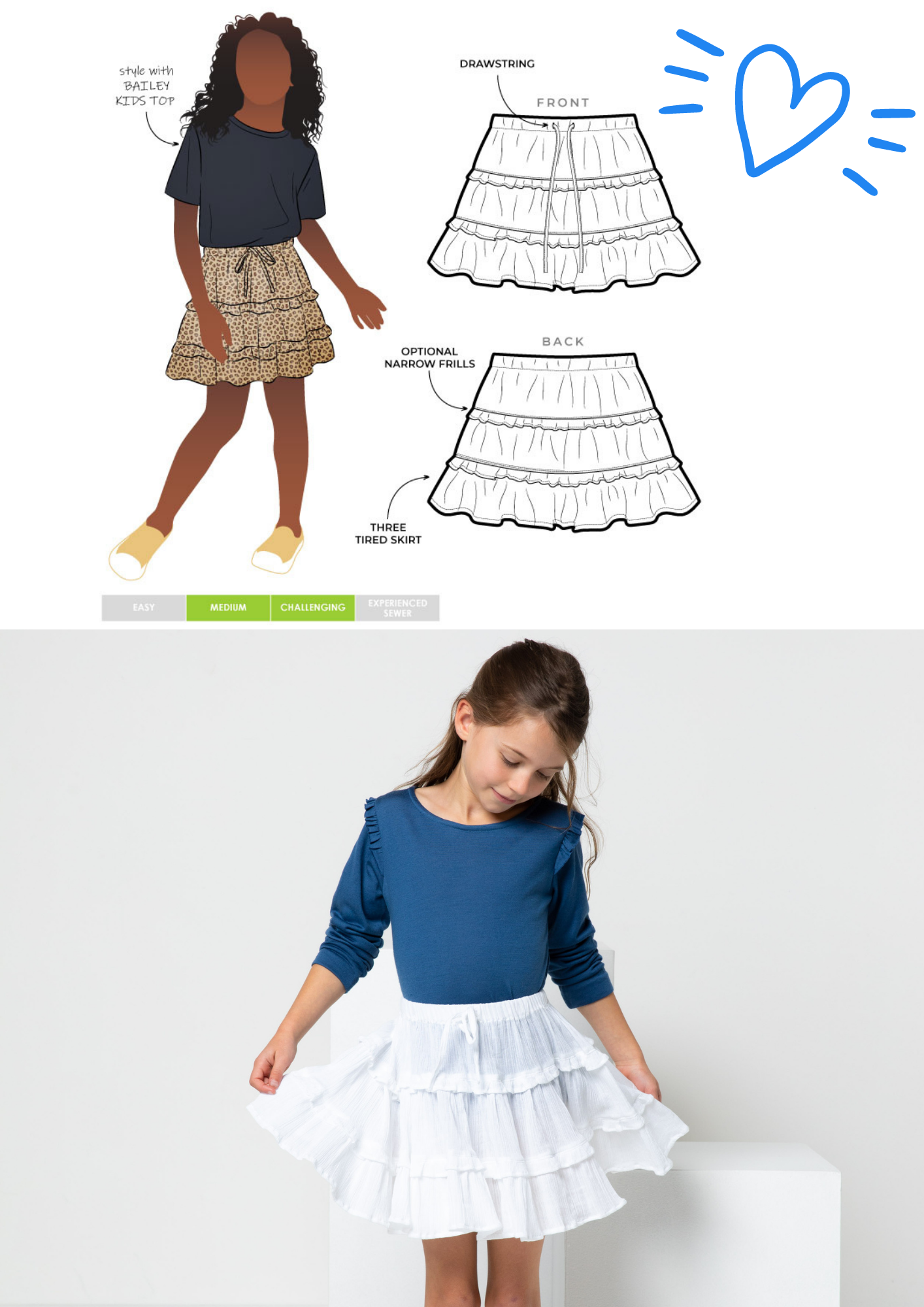 July bonus pattern when shopping at www.stylearc.live | MELODY KIDS SKIRT