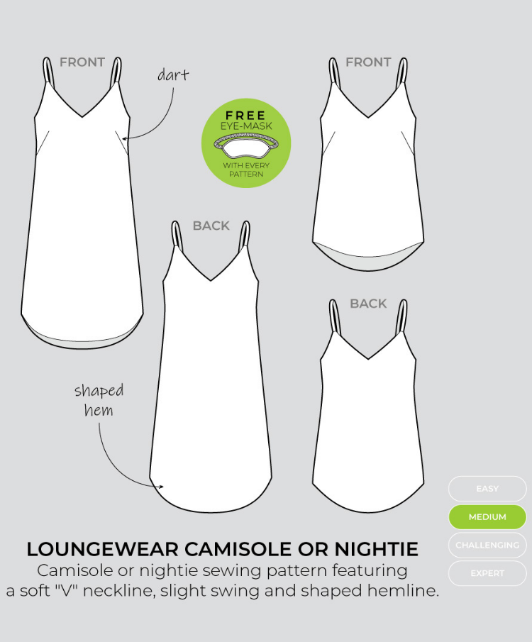 Loungewear camisole and nightie line drawing