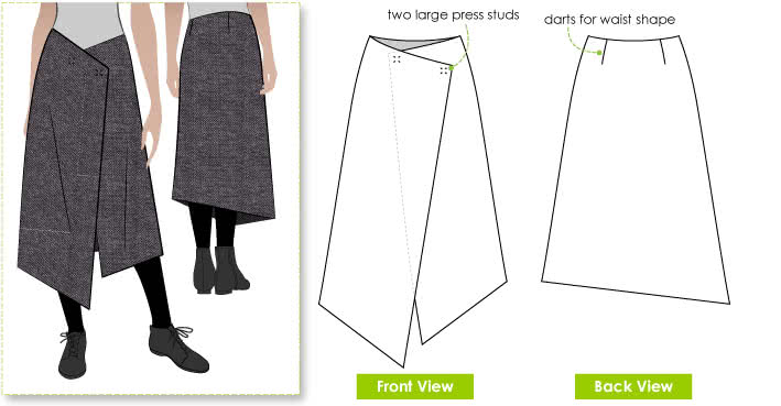 Style Arc's Annetta Wrap Skirt Pattern Style Arc's Annetta Wrap Skirt Pattern