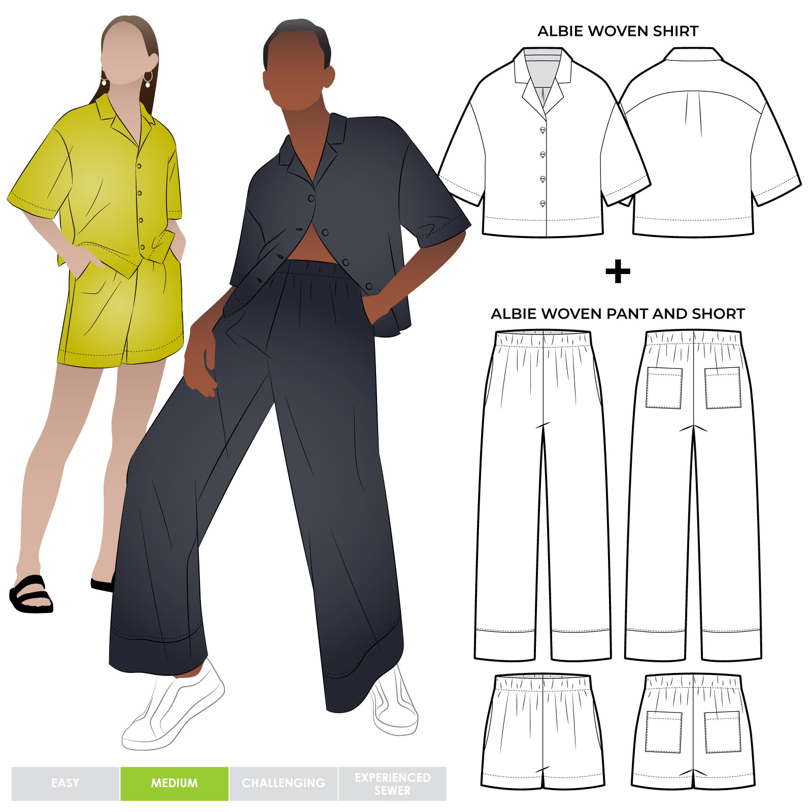 Albie Woven Shirt and Albie Woven Pant and Short Bundle Albie Woven Shirt and Albie Woven Pant and Short Bundle By Style Arc - The ultimate coordinating shirt and pant or short set.