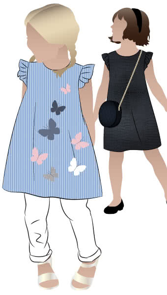 Andie Kids Dress by Style Arc - A-line children's dress pattern with armhole frills, for kids in sizes 2-14