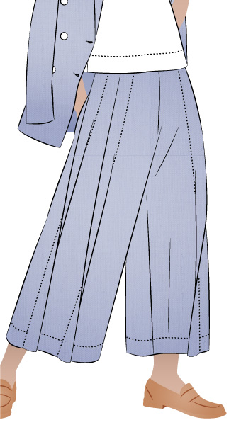 Atlas Woven Pant by Style Arc - Waisted wide leg crop pant with wide twisted pleat detail and side seam pockets