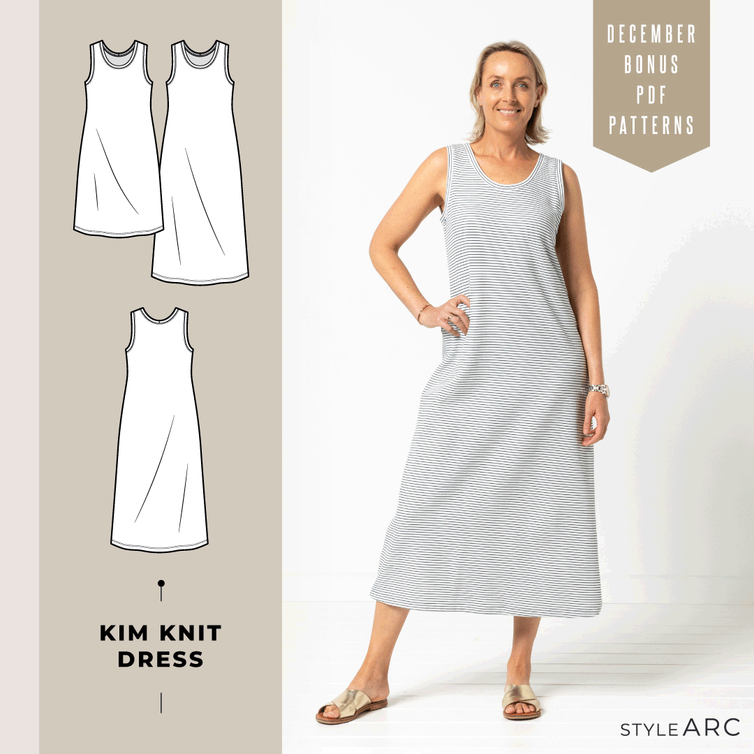Kim Knit Dress or Ellen Woven Short - FREE PDF pattern with any order on stylearc.live until Dec 31