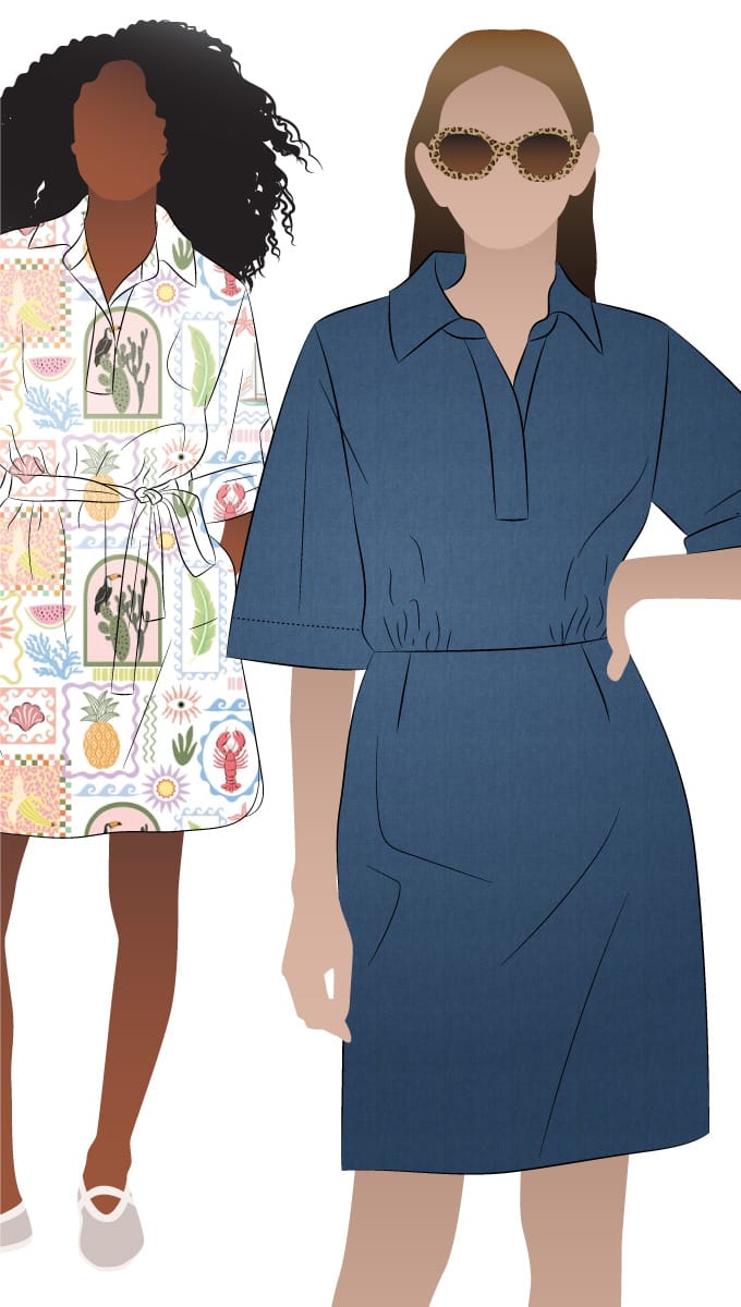 Beckers Woven Dress by Style Arc - Two looks in one, a fitted dress with a slight blouson bodice and a pull-on relaxed style shirt