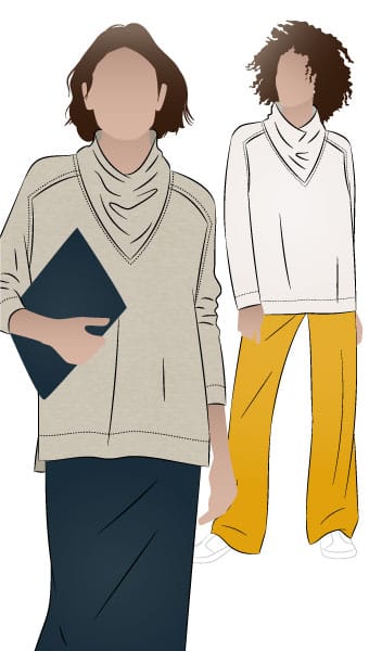 Belmore Knit Tunic by Style Arc - Tunic top featuring a square shaped body and funnel cowl neck