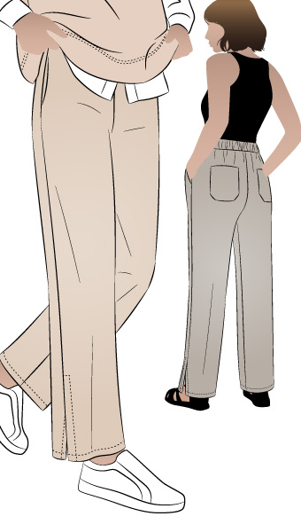 Bennet Woven Pant By Style Arc - Straight leg pull on pant with side leg splits. Sewing Tutorial Click here for a step by step tutorial for the Bennet Woven Pant