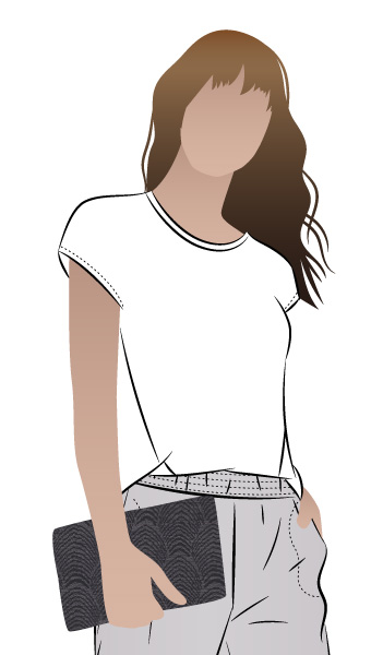 Besharl Knit Tee By Style Arc - Square cut extended shoulder T-shirt with angled seams & back detail.
