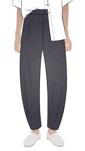 Bob Woven Pant by Style Arc - This is a balloon shaped pant with an elastic waistband and in seam pockets.