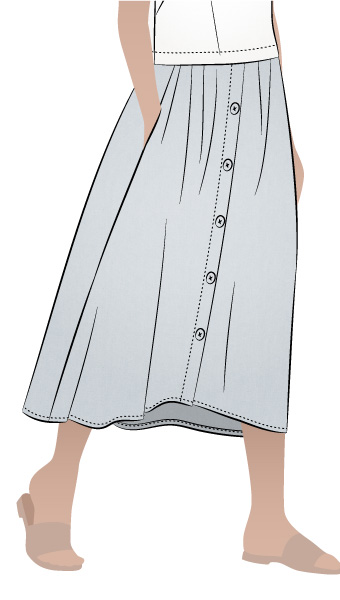 Bonnie Woven Skirt By Style Arc - Classic dirndl skirt with a curved front waistband and elastic back for comfort.