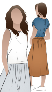 Bonnie Woven Tops by Style Arc - Two top options in the one pattern! Top A, a sleeveless swing shaped top with a cropped length and Top B, a square shaped drop shoulder and longer length top. Both tops feature a round neck and functional back opening.