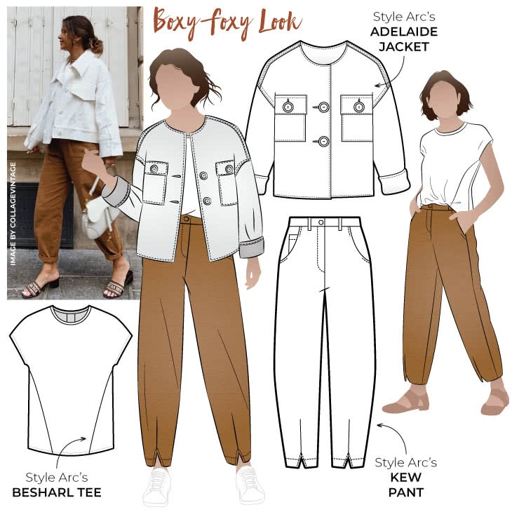 Boxy Foxy Look Sewing Pattern Bundle By Style Arc Boxy Foxy Look Sewing Pattern Bundle By Style Arc - Happy to be staying in sewing and looking for your next project? Our latest discounted look "Boxy Foxy" Features some great designer patterns to elevate your sewing game.
