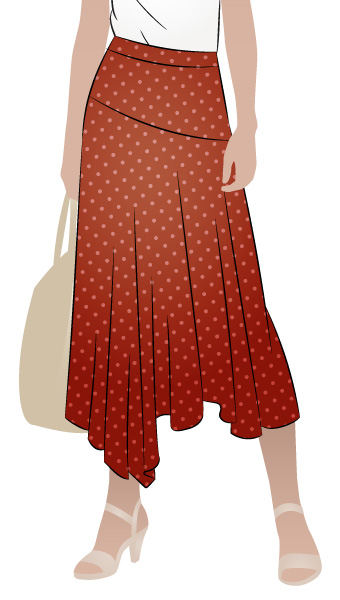 Canterbury Skirt By Style Arc - Feminine asymmetrical skirt featuring a waistband, angled yoke and side zip.