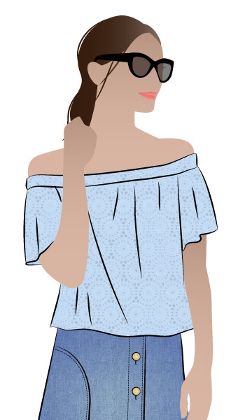 Cara Top By Style Arc - Fashionable off-the-shoulder top