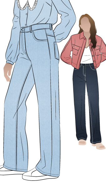 Carlisle Jean by Style Arc - Traditional wide-straight leg jean that sits on the waist