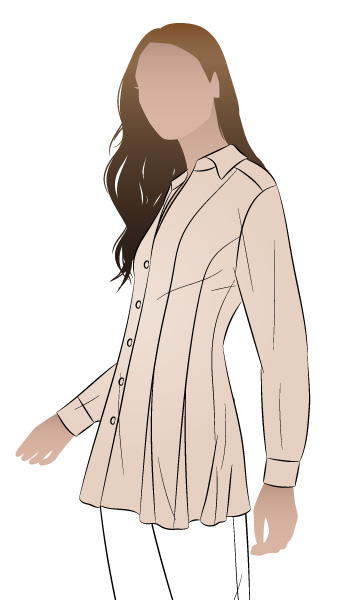 Celeste Woven Shirt By Style Arc - Designer panelled shirt with inserts, shirt collar and long sleeves