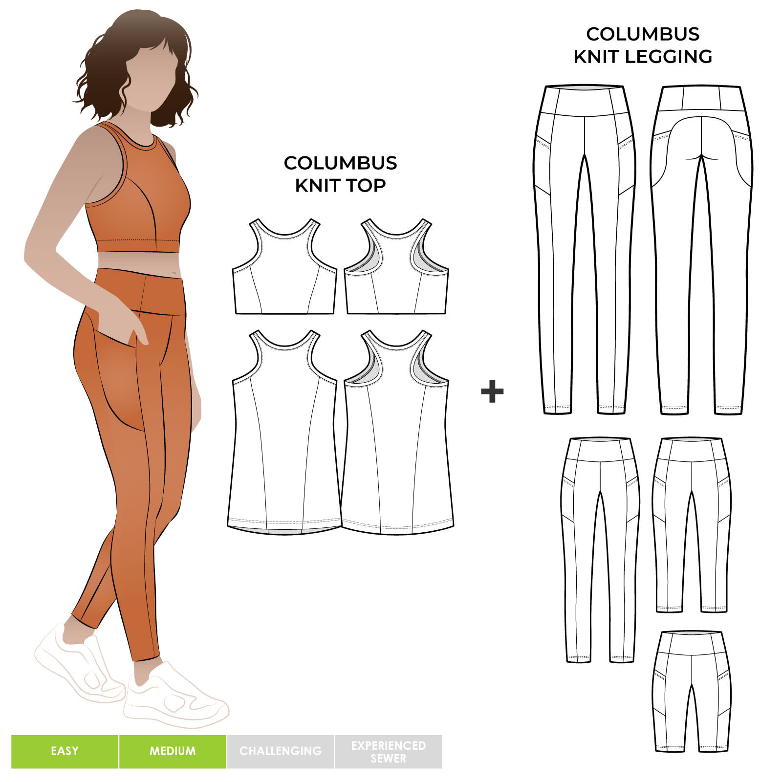 Columbus Knit Top and Legging Bundle Sewing Pattern Bundle By Style Arc Columbus Knit Top and Legging Bundle Sewing Pattern Bundle By Style Arc - The ultimate activewear top and legging set.