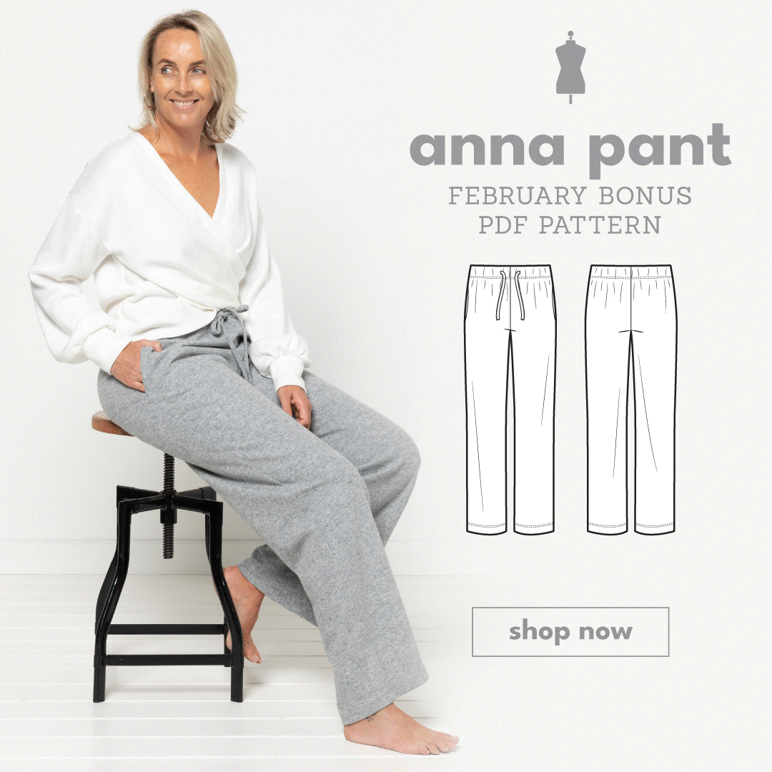 February Freebie PDF Patterns are here! Meet our Suzie Knit Dress & Anna Pant