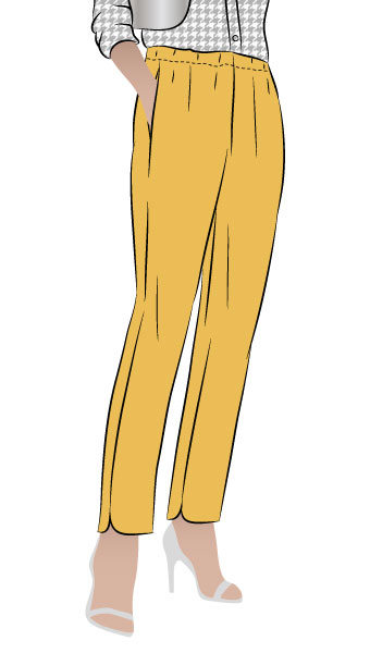 Darcy Woven Pant By Style Arc - Slimline elastic waist pant with interesting hemline