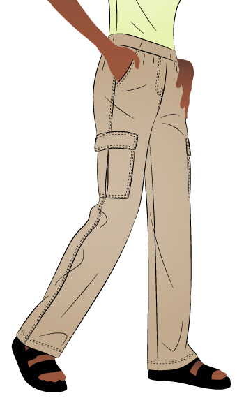 Delta Cargo Pant By Style Arc - Cargo style straight leg pant featuring an elastic waist with front, side seam and back pockets.