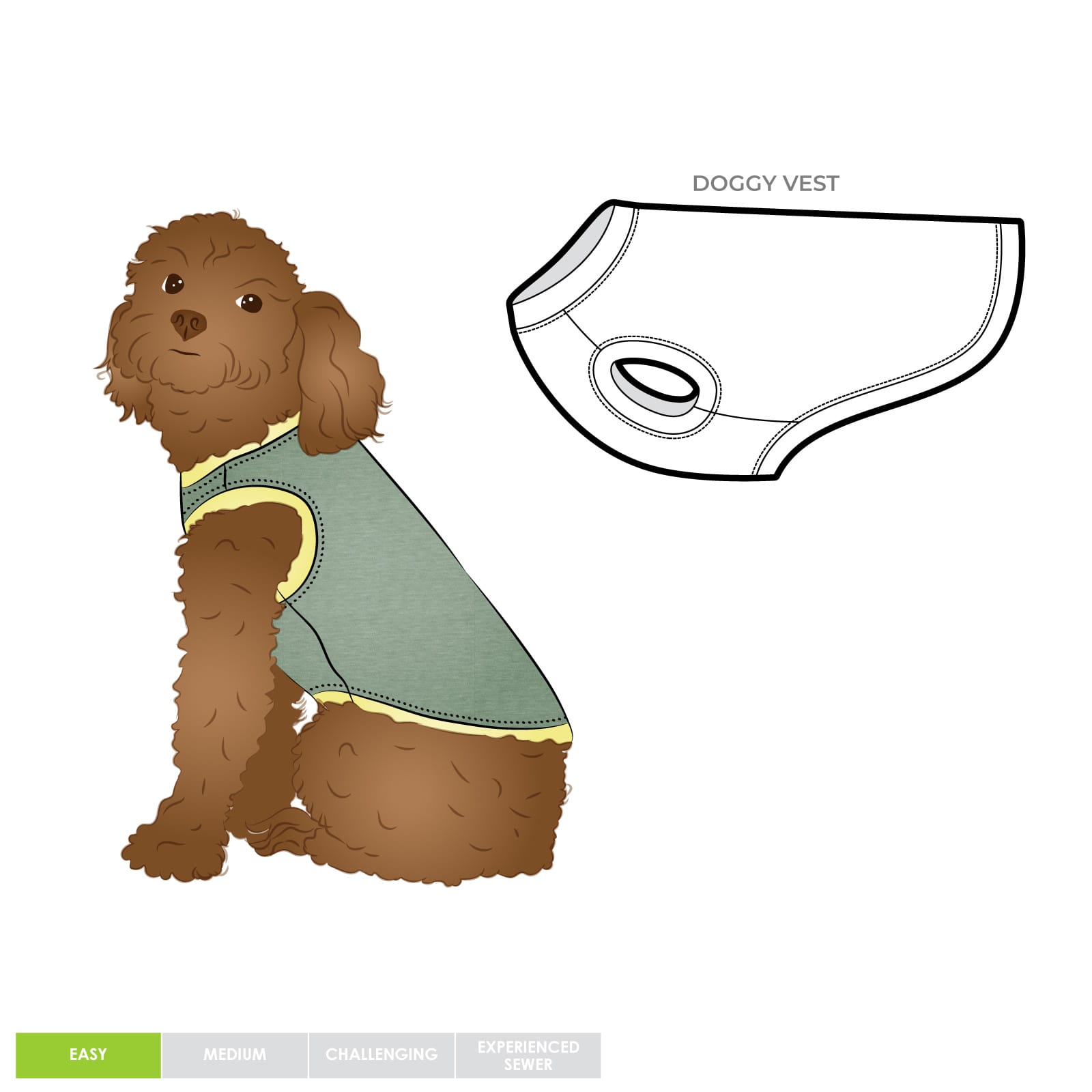 Doggy Vest Doggy Vest By Style Arc - PCozy pull-on knit dog vest. Layered pattern in sizes XS-XL (see Description for breed size guide).