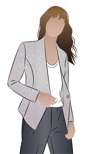Dorothy Woven Jacket By Style Arc - Unlined fitted jacket with an angledĀ front hemline and two-piece sleeve.