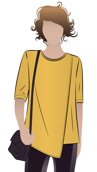 Elizabeth Top By Style Arc - Fabulously wearable asymmetrical top with a short sleeve