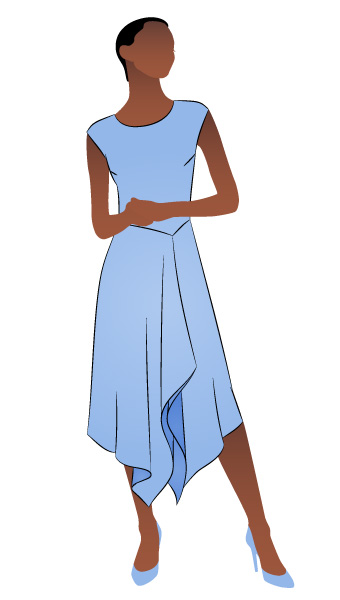 Elley Designer Knit Dress by Style Arc - Sleeveless slip on knit dress with an angled bodice and asymmetrical hem line.