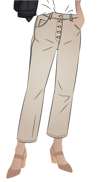 Elwood Jean By Style Arc - This Jean features a shaped waistband, button fly and a straight 7/8th length leg.