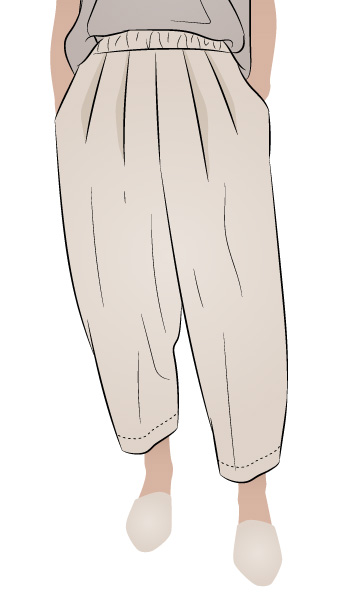 Ethel Designer Pant by Style Arc - Elastic waist crop Gaucho pant