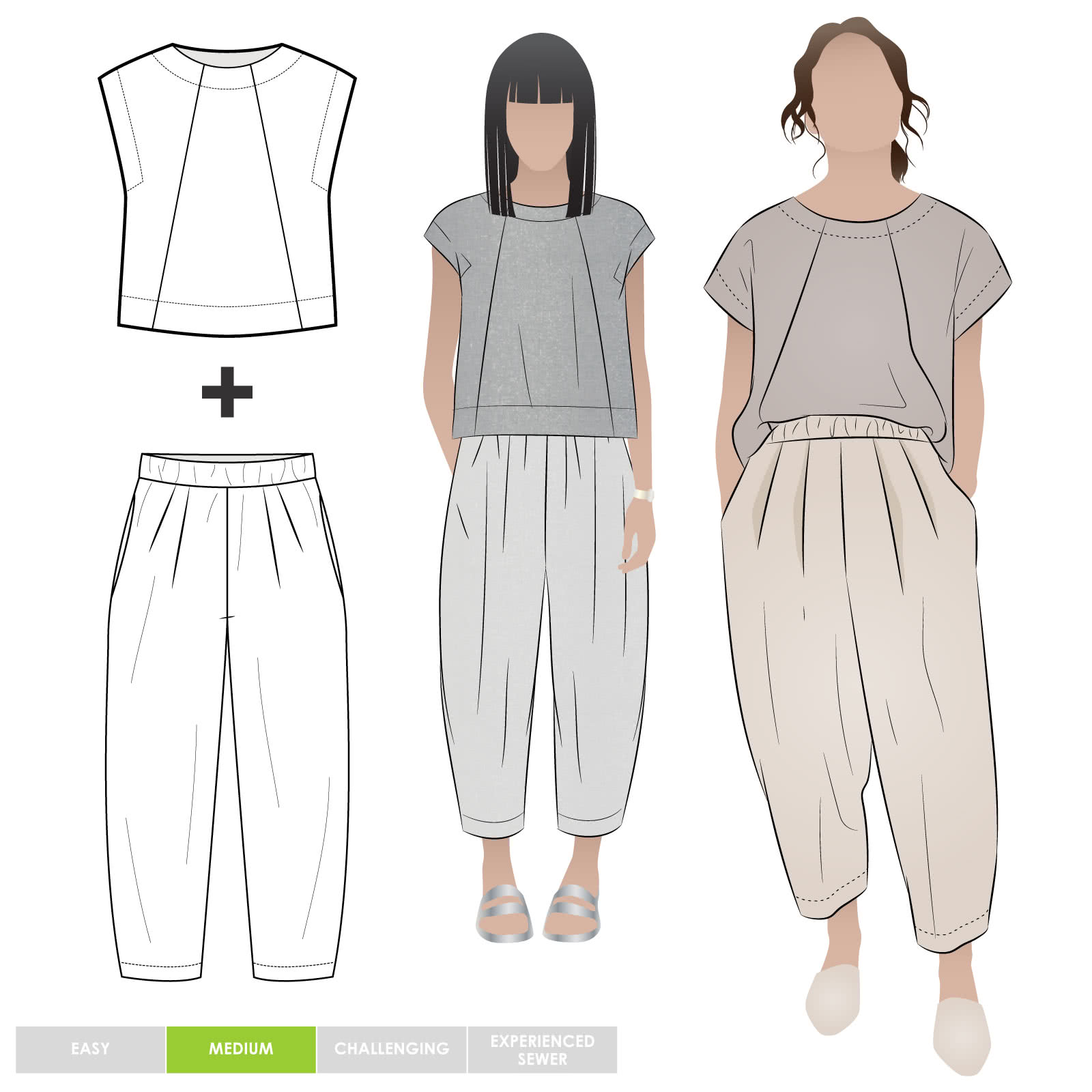 Ethel Top + Pant Sewing Pattern Bundle By Style Arc Ethel Top + Pant Sewing Pattern Bundle By Style Arc - Refined but relaxed top and pant pattern bundle.