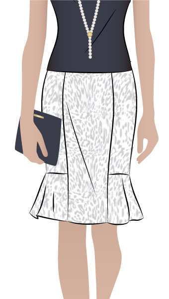 Etta Skirt By Style Arc - Pencil skirt with side hem flounce