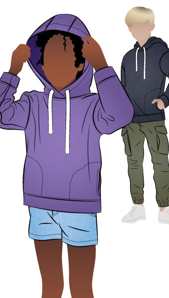 Fitzroy Kids Hoody By Style Arc - Square shaped windcheater with a hood and in seam pockets.
