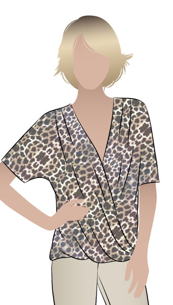 Ginger Top By Style Arc - Front drape crossover top with all in one sleeve