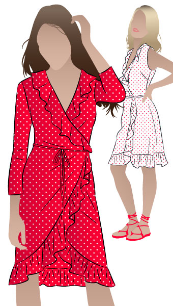 Giselle Dress By Style Arc - Feminine wrap dress with ruffles