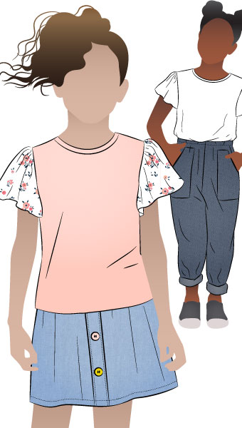 Harlow Kids Knit Top By Style Arc - Basic knit Tee top with flutter sleeves for kids 2-8 Sewing Tutorial Click here for a step by step tutorial for the Harlow Kids Knit Top