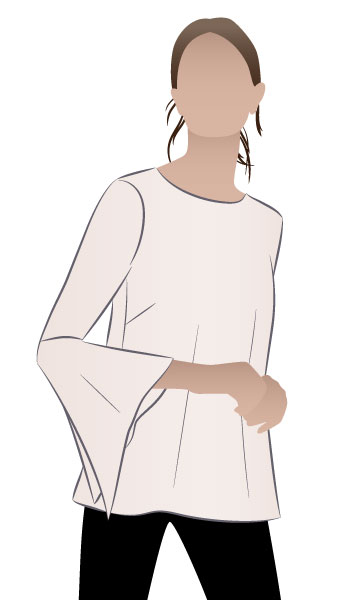 Harlow Top By Style Arc - Swing top with on trend bell sleeve