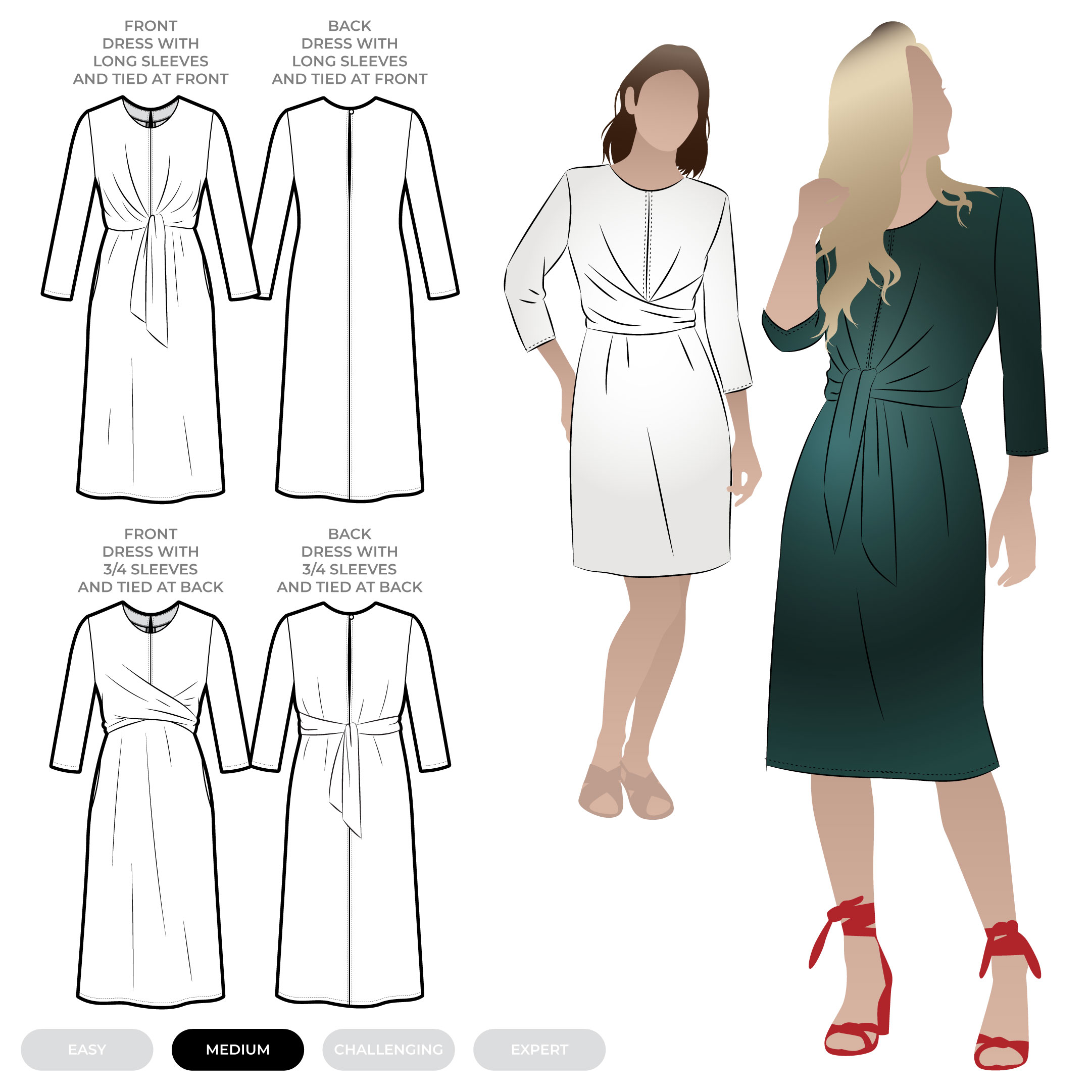 Hattie Woven Dress Hattie Woven Dress by Style Arc - Woven dress with a twist front and set in sleeve with two length options