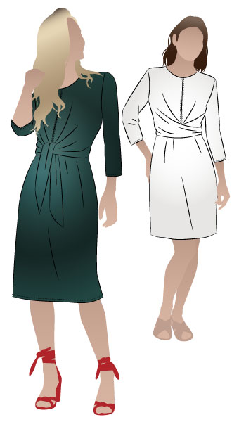 Hattie Woven Dress by Style Arc - Woven dress with a twist front and set in sleeve with two length options