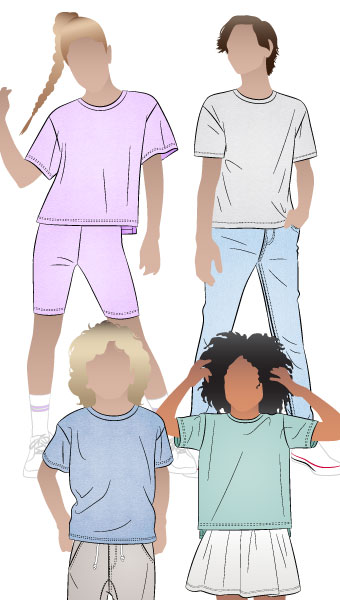 Hayden Kids Tee By Style Arc - Short sleeved, boxy shape knit tee with dropped shoulders, for kids 2-14