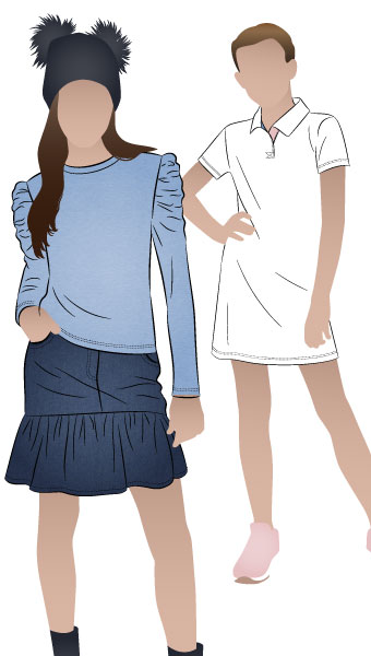 Issy Teens Knit Top Dress By Style Arc - Short swing dress or top option, with optional crew neckline or polo collar option. Short or long sleeve with ruched optional available, for teens 8 - 16