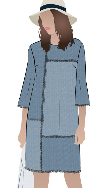 Jema Panel Dress By Style Arc - Panelled shift dress with on trend bell sleeves.