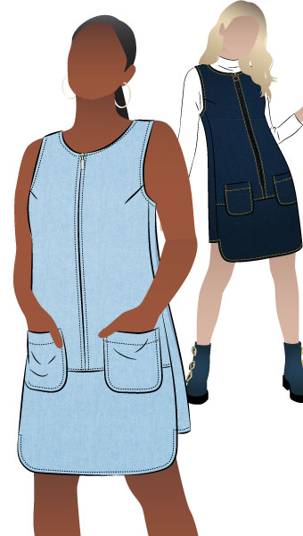 Jodie Dress / Pinafore By Style Arc - Designer dress / pinafore with stylish hemline & side panels