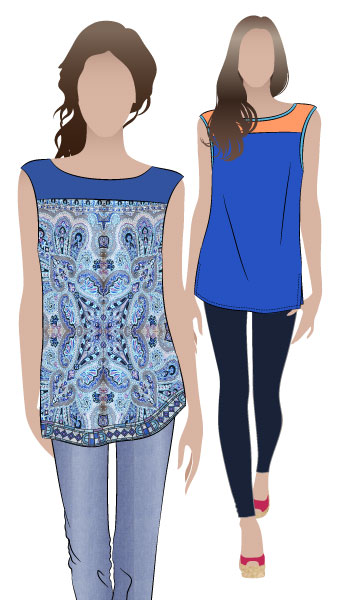 Judy Knit Top By Style Arc - Sleeveless tunic with yoke and side splits