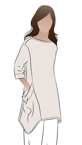Kaye Tunic By Style Arc - A long line tunic top with a unique symmetrical hemline that creates a flattering draped effect