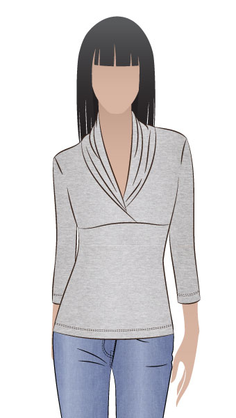 Kendall Knit Top By Style Arc - Cross-over shawl collar top with 7/8 length sleeves