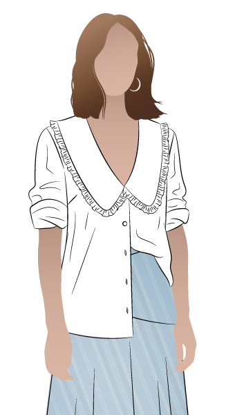 Kennie Woven Shirt by Style Arc - Button through shirt with feature collar and long sleeves