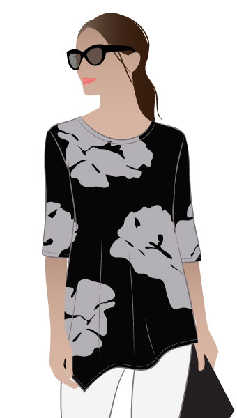 Kim Swing Top By Style Arc - Jersey swing top with an asymmetrical hemline and short sleeve