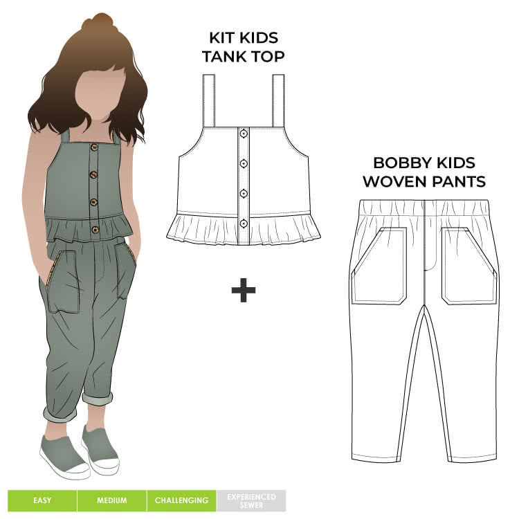 Kit and Bobby Kids Bundle Kit and Bobby Kids Bundle By Style Arc - In our new discount pattern bundle you receive a cute on trend outfit that you and your little one will love, the Kit Kids Tank Top and the Bobby Kids Woven Pant will be their go-to spring summer outfit