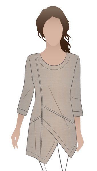 Lani Woven Tunic By Style Arc - Gorgeous tunic with asymmetrical design lines and ¾ sleeves