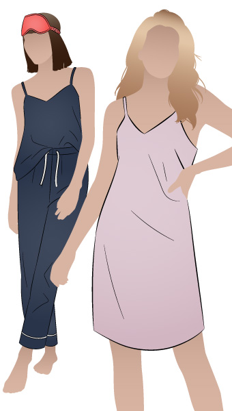 Loungewear Camisole or Nightie By Style Arc - V-neck camisole and nightie sewing pattern Sewing Tutorial Click here for a step by step tutorial for the Loungewear Cami